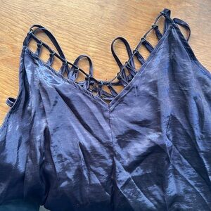 NWOT Free People top size Large deep purple silk